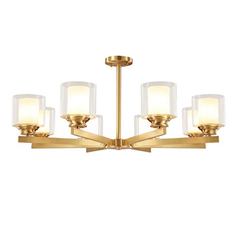 Lámpara de araña moderna de 6 luces con acabado de oro, lámpara de techo dorada de mediados de siglo