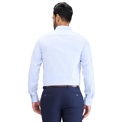 Image of Park Avenue Men Pure Cotton Slim Fit Structure Pattern Semi Cutaway Collar Formal Shirt