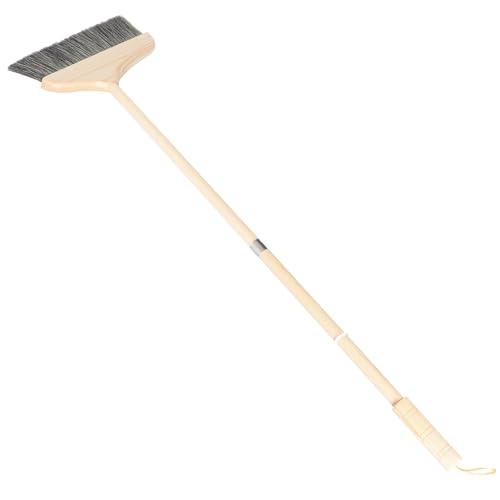 Mobestech Escoba de Interior Suave Cerdas de Pelo Negro Mango Largo de Madera de Pino Desmontable Escoba para Limpiar Pisos de Madera y Alfombras para Hogar y Oficina