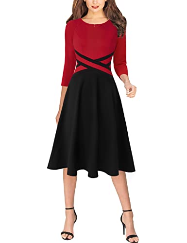 Image of VFSHOW Womens Front Zipper Work Business Casual Office Church A Line Dress