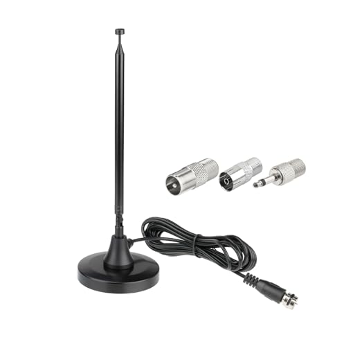Superbat DAB - Antena de radio FM para HiFi, 75 ohmios, antena digital telescópica de base magnética para interiores con cable de extensión de 3 m para receptor estéreo en casa, sistema de cine en
