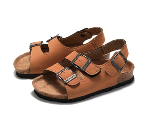 Girls Boys Cork Footbed Sandals with Adjustable Buckles Open Toe Casual Beach Sandal Slides (Toddler/Little/Big Kid)