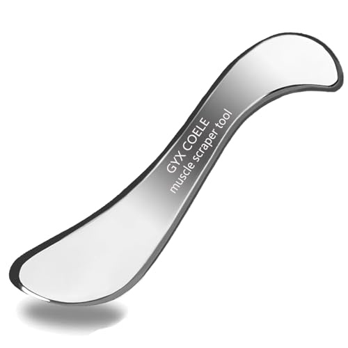GYX COELE Stainless Steel Muscle Scraper Tool, Scraping Massage Tools for Physical Therapy, IASTM Tools Great Soft Tissue Mobilization Tool(S Shape)