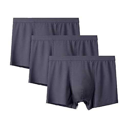 JEKE-DG Men's Soft Breathable Boxer Briefs Stretch Support Pouch Trunks Underwear With Comfort Flex Waistband (7X-Large,Grey-3pc)
