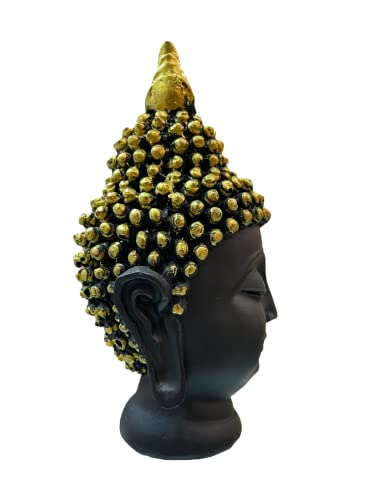 Image of AUGEN Polyresin Buddha Idol Gold Black Statue Showpiece for Home Decor Decoration and Gifting (1 Piece,G2-316)