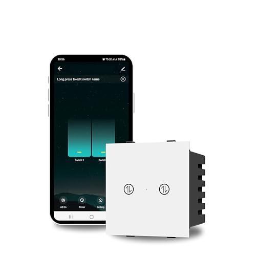 Image of AZIOT Smart Modular 2 Way Premium Touch Switch - 16 Amps each - Glass (Not Acrylic): Elevate Your Home with Effortless Control (Fits in Anchor Roma Classic and similar plates)