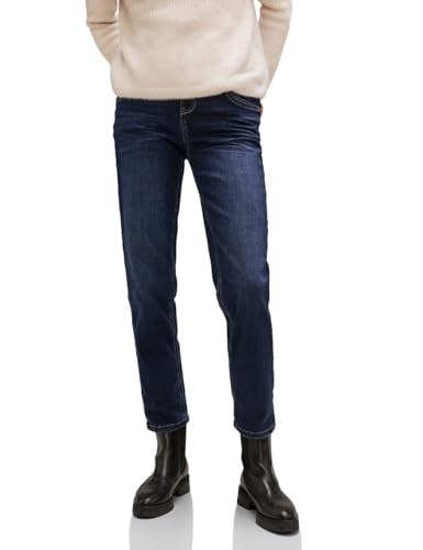 STREET ONE Damen A376851 Jeanshose Straight und High, Clean Deep Indigo Wash, 31W / 28L