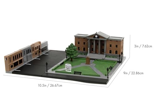 Jada Toys Back to the Future Nano-Scene Clock Tower (26.5 x 23 cm) - Detailed Diorama of the Hill Valley Courthouse including 2 Metal Model Cars, Back to The Future Fan Item from 8 Years