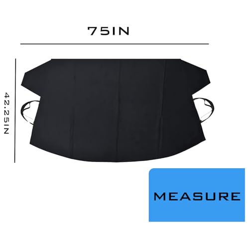 Image of 1 Pcs Black Windshield Cover for Ice Snow, Car Windshield Cover 75 Inches X42.25 Inches for Most Car, Suvs Car Snow Cover