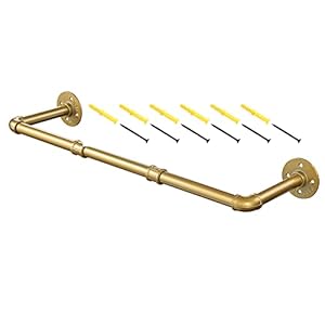 Home Composer Kledingstang, wandmontage, 70 cm, industrieel design, tot 100 kg per meter belastbaar, goud