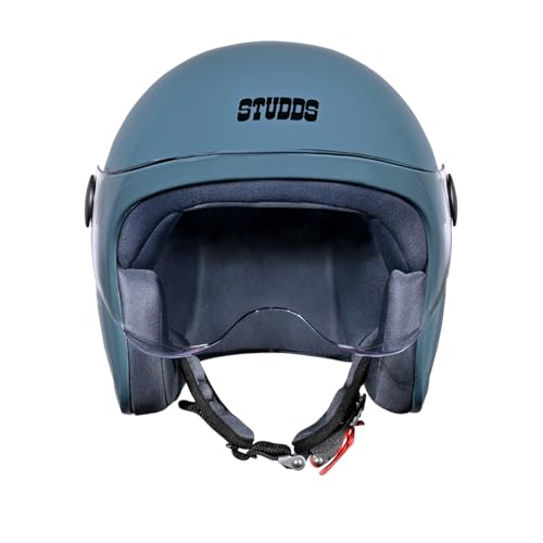 Image of Studds Jet Open Face ISI Certified Helmet with Chopper Visor Shark Skin Blue - M