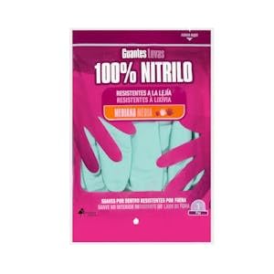 Genérico Guantes 100% nitrilo Bosque Verde talla mediana resistentes a la lejía Paquete 2 ud. Pack 2