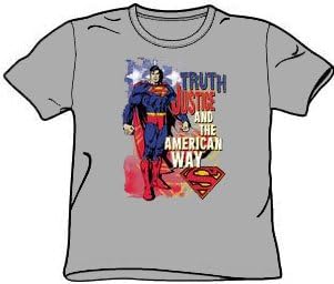 Superman Kids Shirt Truth Justice Heather Gray Tee