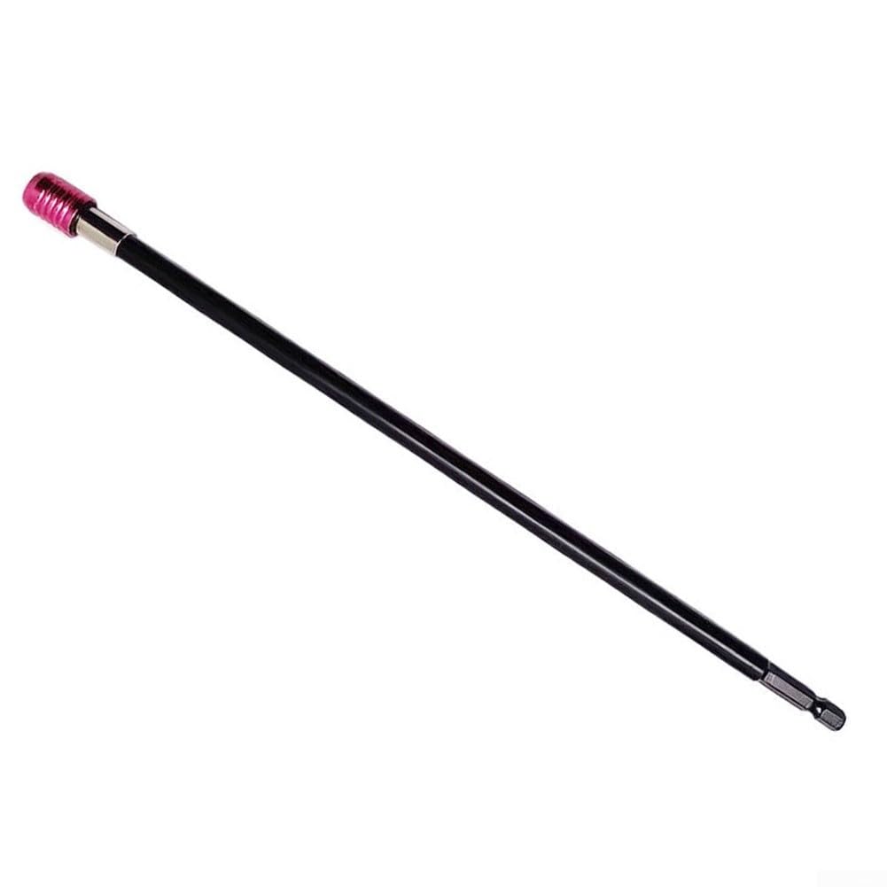 Porte-embout magnétique en chrome vanadium de 30,5 cm pour perceuses et tournevis avec mécanisme de verrouillage anti-oscillation (rouge)