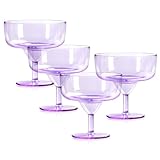 4 Pcs Purple Wine Glasses Plastic Martini Glasses Clear Champagne Flutes Short Stem Margarita Glasses Elegant Coupe Cocktail Glasses Purple Drinking Glasses for Wedding Party Birthday Anniversary 13oz