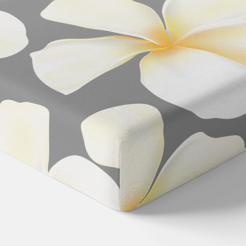 Image of LORETO - A QUALITY LINEN BRAND 144 TC 100% Pure Cotton Single Fitted Bedsheet with 1 Pillow Cover for 72 x 36 Inch Mattress, All-Around Elastic, 8 Inch Deep Pocket, Storm Grey & Celery White Flower