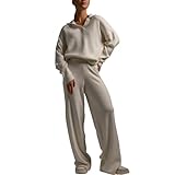 Style : cet ensemble de survêtement 2 pièces de sport confortable pour femme vous donne non seulement du style mais flatte également votre peau et votre bien-être grâce à son tissu doux et agréable. Le haut et le bas peuvent également être portés séparément, le haut est en fait suffisamment mignon pour que vous puissiez le porter avec un jean. Idéal pour l'automne, l'hiver et le printemps.