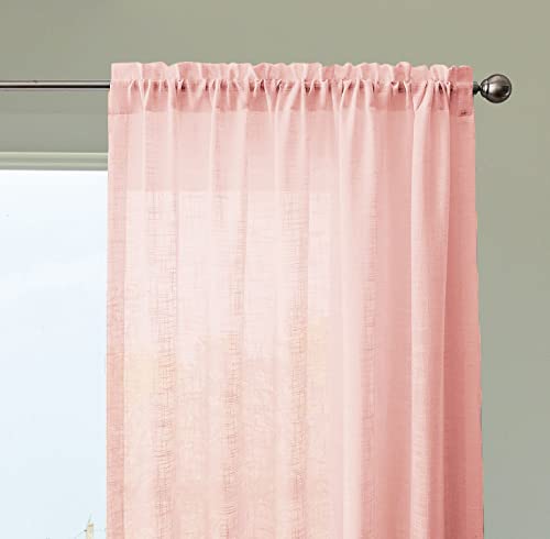 Image of HOMEMONDE Cotton Sheer Curtains Single Piece Pink Rod Pocket Long Door Curtains 10 Feet Light Filtering Transparent Drapes (120 Inches, Pink)