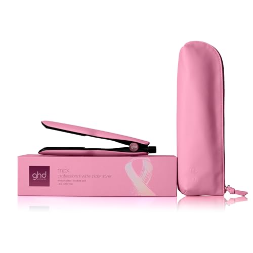 ghd max pink - plancha de pelo profesional con placas anchas para cabello largo, grueso o rizado, tecnología dual zone, edición limitada 2024, color rosa