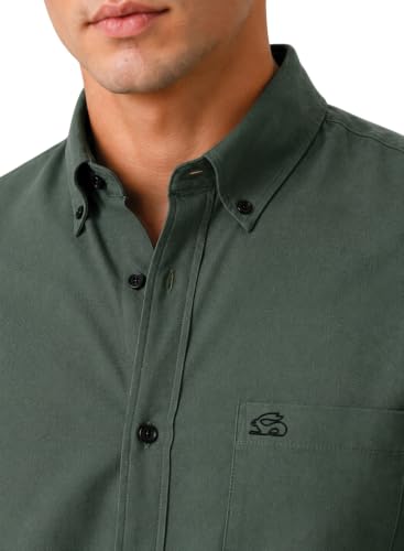 ADRO Men's Green Oxford Cotton Casual Shirt Laurel-Green - Image 3