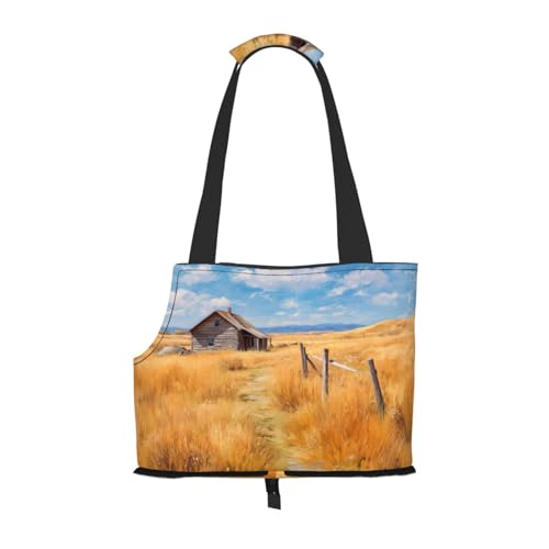 Rustic Wooden Cabin Pet Sling Carrier for Small Dog Cats Puppy Portable Tote Bag Pouch for Outdoor Travel Hiking