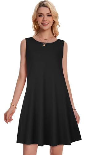 Image of Summer Dresses for Women Beach Boho Sleeveless Vintage Floral Flowy Pocket Tshirt Tank Sundresses 2026
