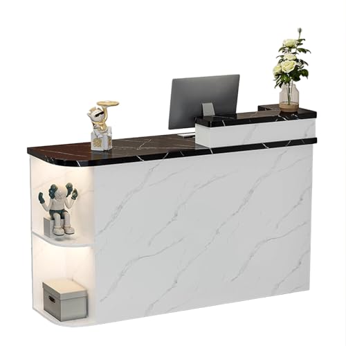 Escritorio moderno con estantes abiertos y estantes abiertos, ideal para salones, vestíbulos y oficinas, altura de 80 cm