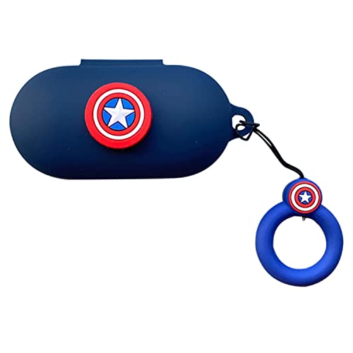 Image of TASLAR Anti-Fall Earphone Case Captain America Design Silicone Protective Cover Shell Accessories with Ring Lanyard Tide Compatible with Oneplus Buds Z2, (Blue) (ONLY CASE Cover)