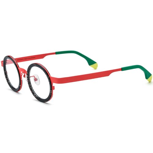 Image of FONEX Acetate Titanium Glasses Frame Women Round Eyeglasses Vintage Eyewear F85816