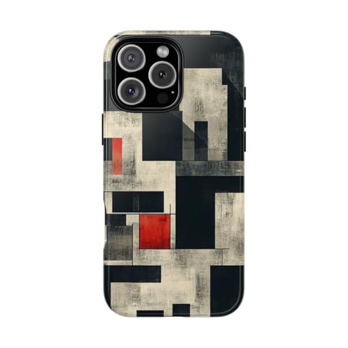 Coque iPhone 16 Pro Max motif géométrique abstrait rouge brillante