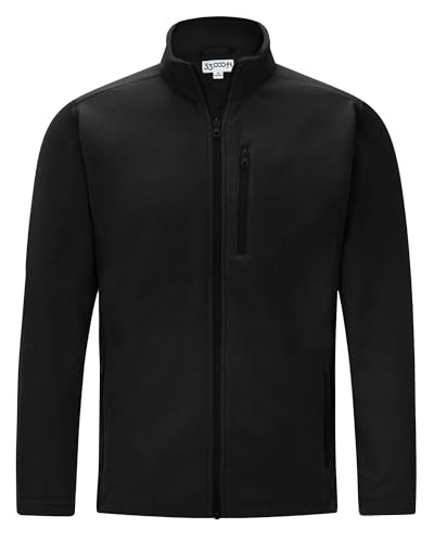 33,000ft Herren Fleecejacke Stehkragen Warm Jacke Männer Leichte Strickjacke Übergangsjacke Outdoor Sweatjacke für Wandern Laufen Freizeit Schwarz L