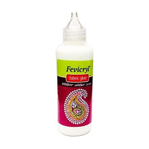 World of Sparkles Fevicryl Fabric Glue for Gems Acrylic Rhinestones Clothes Shoes Adhesive Bonds Machine Washable, 80ml - White Cover