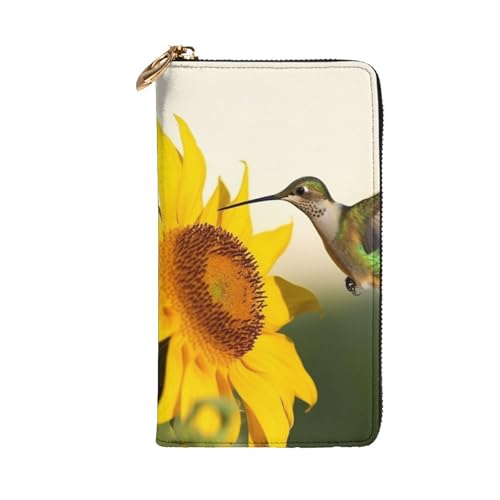 Hummingbird Sunflower Wallet For Women Men Clutch Rfid Blocking Leather Wallets Large Capacity Purse Credit Card Holder Money Case With Zipper Phone Holder Long Travel Purse2