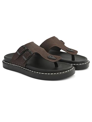 Image of San Frissco Men's Sandals with Round Toe | Perfect Fit for Summer and Rainy Season Anti-Slippery with PU Footbed Easy to Walk Slipper, Chappal | Stylish Casual Comfortable Floaters for Men