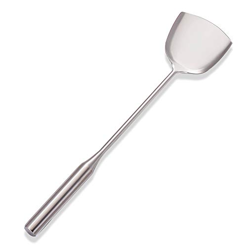 Super Leader Soup Ladle Wok SpatulaThe longer handle shovel spoon Rustproof Heat Resistance Integral Forming Durable Stainless Steel Soup Spoon Cooking Spoon for Kitchen Wok Spatula