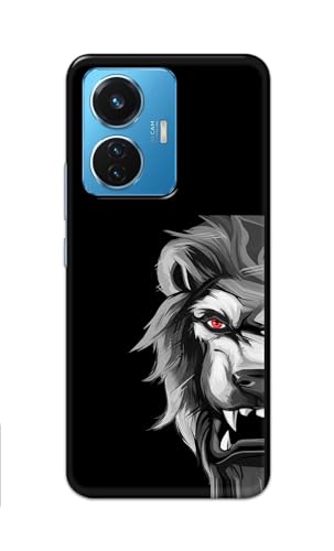 Image of PRINTFIDAA Printed Hard Back Cover Case for Vivo Y55 (2022) | Vivo T1 44W | Vivo iQOO Z6 44W Back Cover (Angry Lion) -112