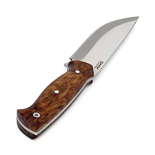 Ohiy Handmade Bushcraft Knife With 5" Stainless 4116 German Steel Blade, Genuine Leather Sheath, Full Tang Walnut Handle #TOP7