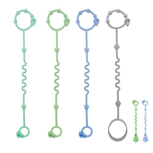 Image of Baby Toy Strap, RTMOK Silicone Bottle Holding Clip, has 1 Toy Strap to Hold Bottles, 3 Toy Straps to Hold Any Toy, Plus 2 Free Silicone Pacifier Clips