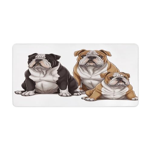 English Bulldogs1 Desk Pad con Base de Goma 30x60 cm