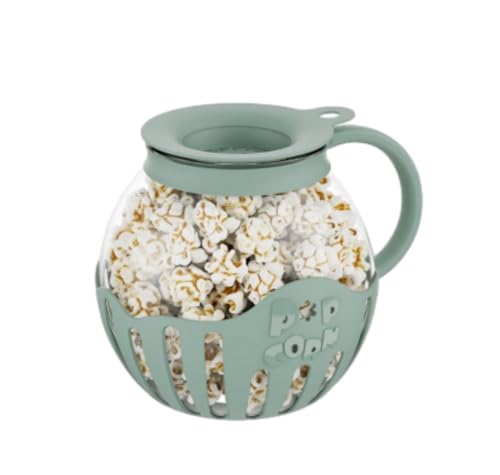 BPZYNBGL Macchina per Popcorn, 2,25 Litri con Ciotola in Vetro borosilicato, Lavabile in lavastoviglie(Verde)