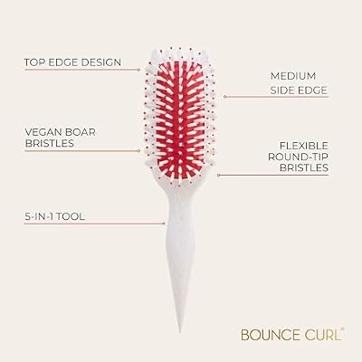 Bounce Curl Define EdgeLift Brush, 5-in-1 Tool for Effortlessly Defined Curls, Waves & Coils, Reduces Frizz - Cherry