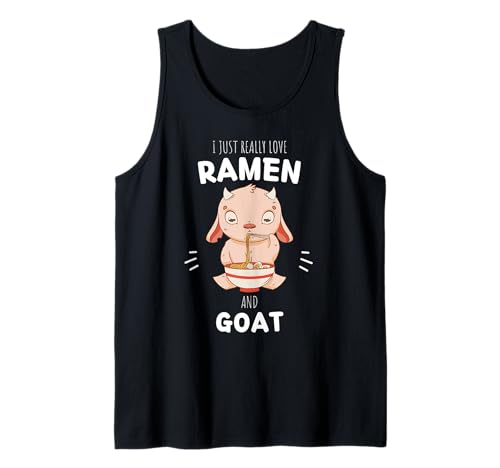 Linda cabra que realmente amo el ramen y mi amante de las cabras Camiseta sin Mangas