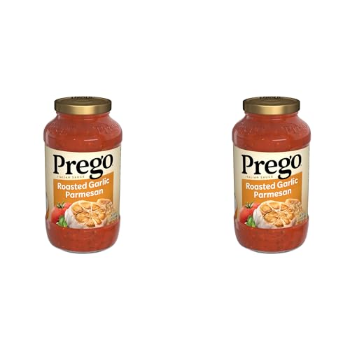 Prego Pasta Sauce, Italian Tomato Sauce with Roasted Garlic & Parmesan Cheese, 24 oz Jar (Pack of 2)