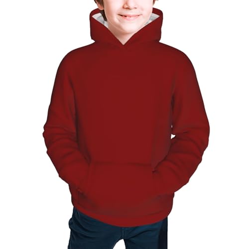 Maroon Kid Hoodies Boys Sweatshirts Girls Pullover with Pocket3