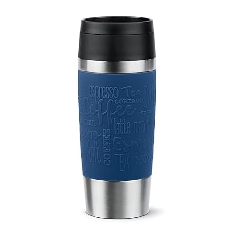 Emsa N20203 Travel Mug Classic kubek termiczny 0,36 litra, nowa komfortowa zakrętka, stal nierdzewna, 4 h gorące i zimne 8 h, 100% szczelności, nadaje się do mycia w zmywarce, otwór do picia 360°,