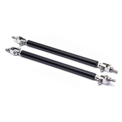 HERIS 2pcs Adjustable Black 7.87"-13" Front Lip Strut Rod Bumper Splitter Universal Tie Support Bars