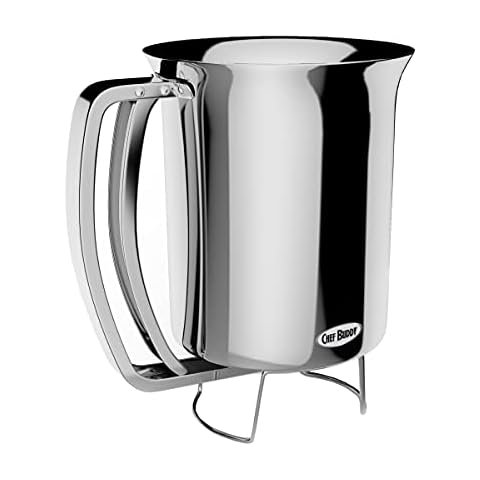 Classic Cuisine 265349MKK Pancake Batter Gourmet Stainless-Steel Pourer-Perfect for Baking Cupcakes, Waffles, Cakes, and Muffins-No Drip Dispenser, Steel, Silver Cover