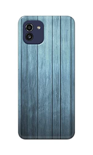 Image of Printed Hard Back Cover Case for Samsung Galaxy A03 Back Cover (Wooden Blue) -702