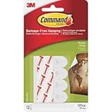 3M Command 17024ES Poster Strips, White, 12/Pack