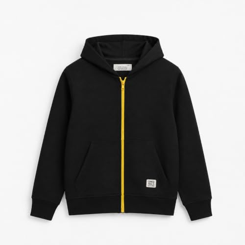 Image of Alan Jones Clothing Boys Hooded Sweatshirt | Full Zip Closure | Full Sleeves | Kangaroo Pocket | Regular Fit | Winter Jacket for Boys | Age 5-16 Years